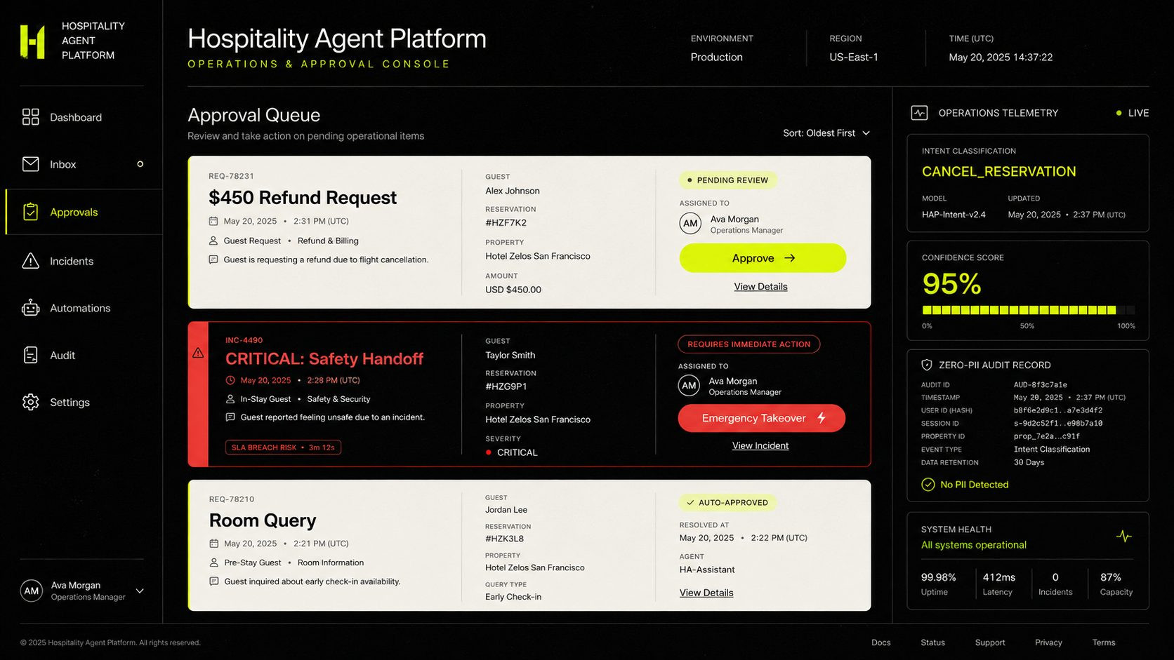 Hospitality Agent Platform — 1 / 2